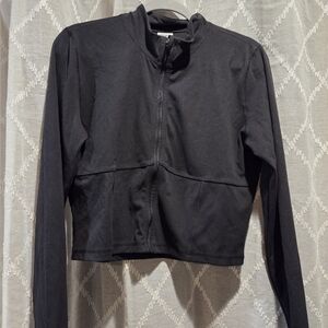 Victoria's Secret Black Snug Fit Zip-Up Shirt